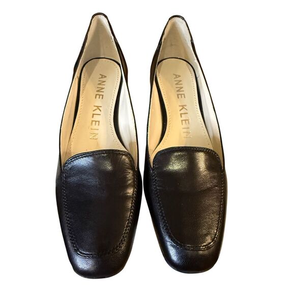 Ann Klein Women’s Black Leather Loafers Slip On Sz. 6.5 Quality Elegant Timeless - Picture 1 of 8